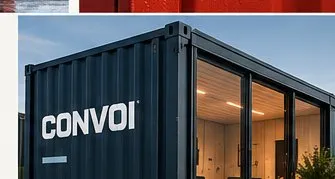 Kontormodul 10 fot fra Convoi med vinduer og innredet kontor